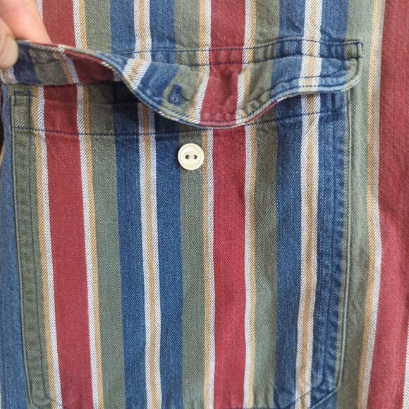 Vintage Hunt Club Long Sleeve Button Up Shirt Men's L (16-16.5) Vertical Stripes - Picture 4 of 13